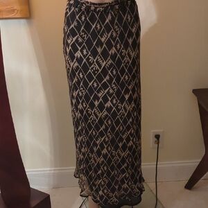 Neiman Marcus Black and Tan Geometric Maxi Skirt